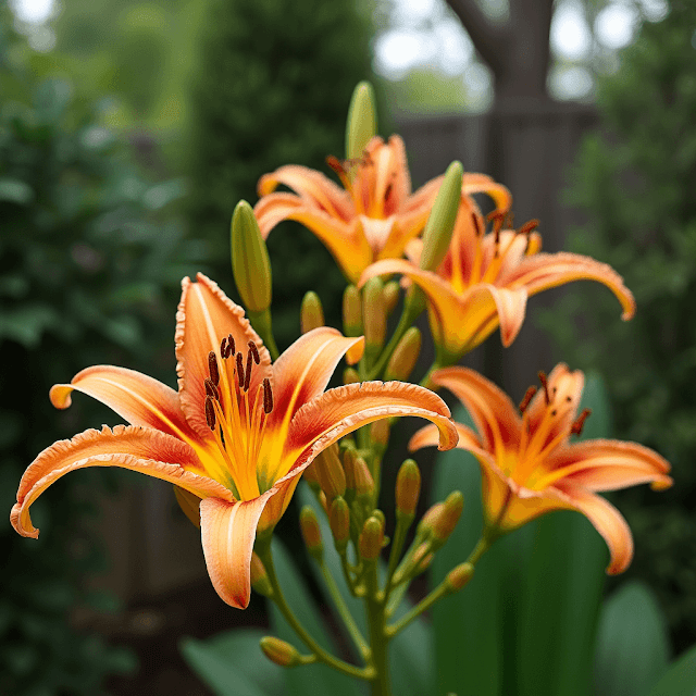 Avoid These Mistakes When Growing Asiatic Lilies at Home Vibrant orange Asiatic lilies in full bloom in a backyard garden.