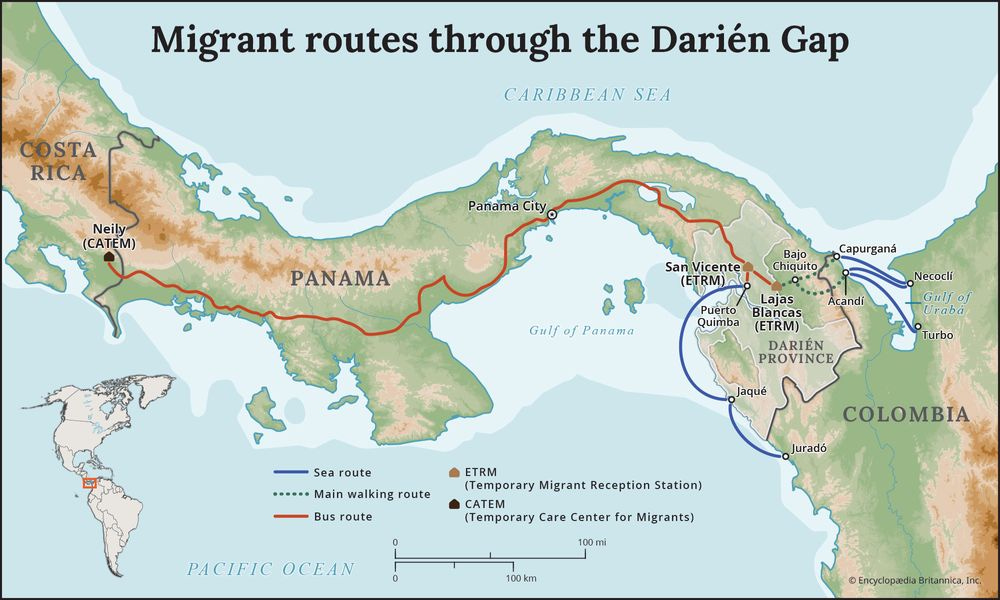 Migrant route through the Darién Gap