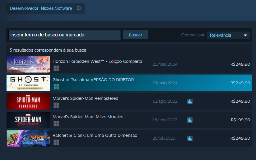 Ports da Nixxes no PC pela Steam de jogos da PlayStation