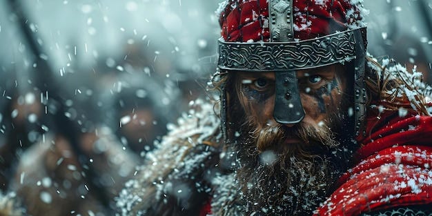 Viking warrior charging with sword in snowy landscape Concept Warriors  Vikings Swords Snow Battle | Premium AI-generated image