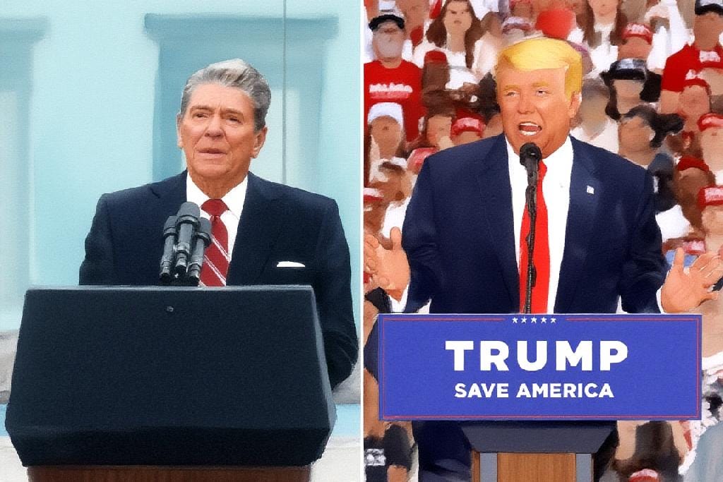 Trump's Timed Delivery: Reagan charmed with humor; Trump dominates with defiance. Two styles—both unforgettably American. Trump's Timed Delivery: Reagan charmed with humor; Trump dominates with defiance. Two styles—both unforgettably American.
