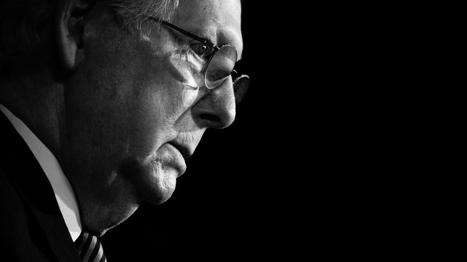 Senate Majority Leader Mitch McConnell in profile