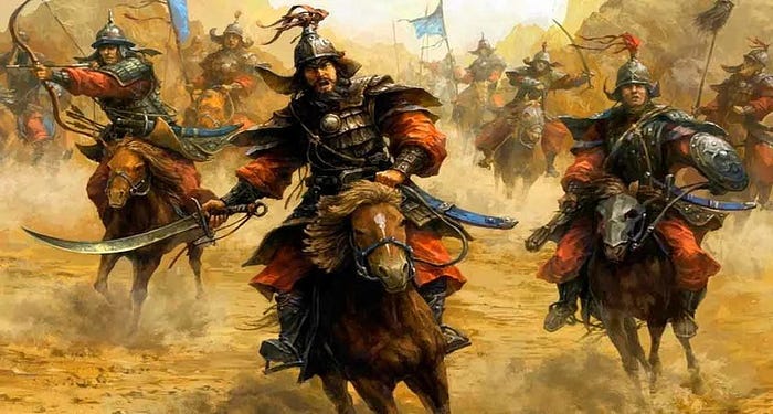 Mongol cavalry in attack