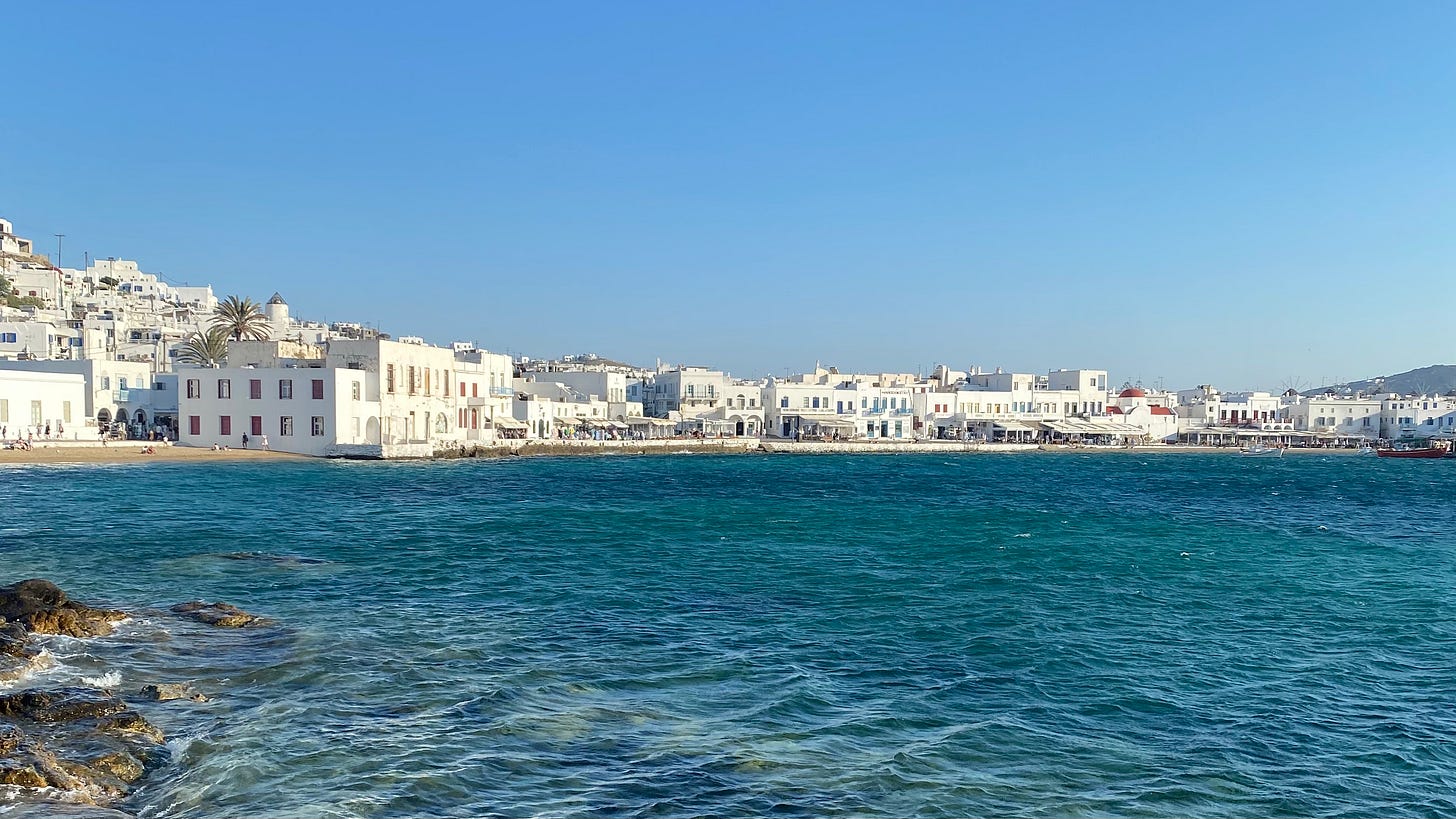 Mykonos white buildings, white architecture