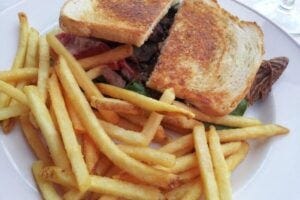 sandwich and fries