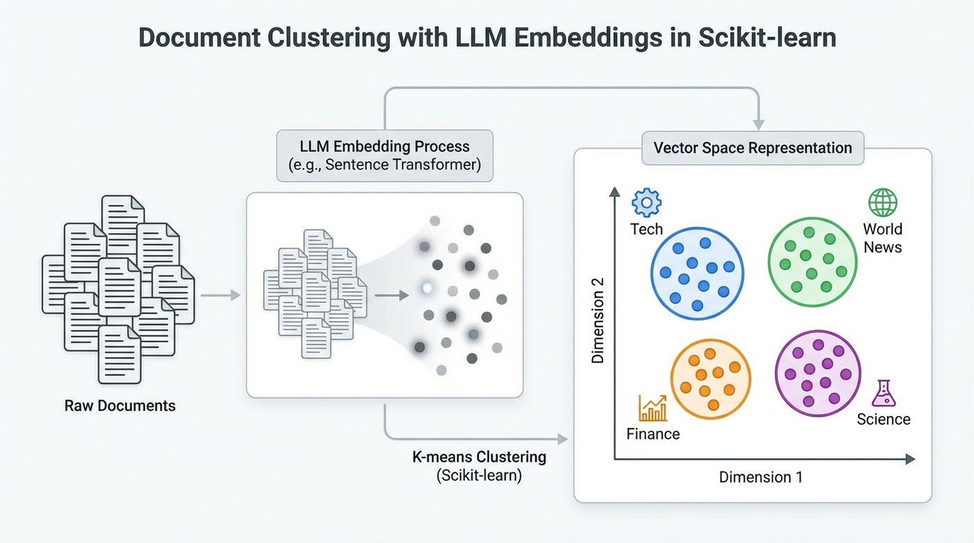 Document Clustering LLM Embeddings Scikit-learn