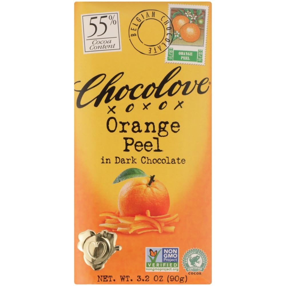 Amazon.com : Chocolove Orange Peel in Dark Chocolate Bar, 3.2 Ounce (Pack  of 12) : Grocery & Gourmet Food