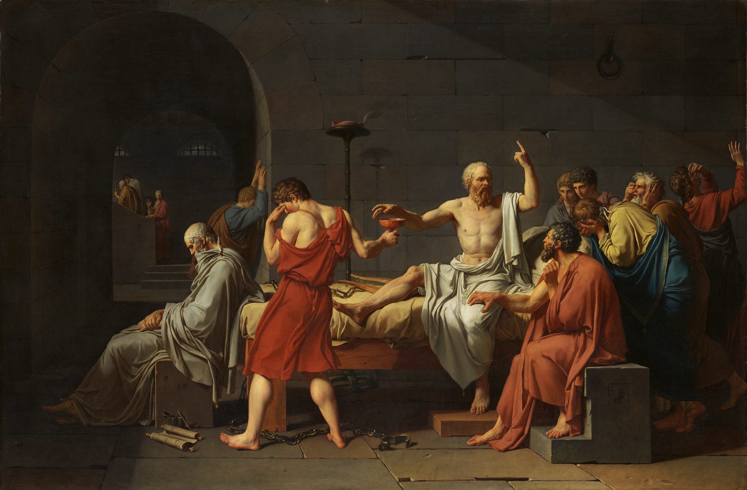 The Death of Socrates by Jacques Louis David, Neoclassical order and restraint The Death of Socrates by Jacques Louis David, Neoclassical order and restraint