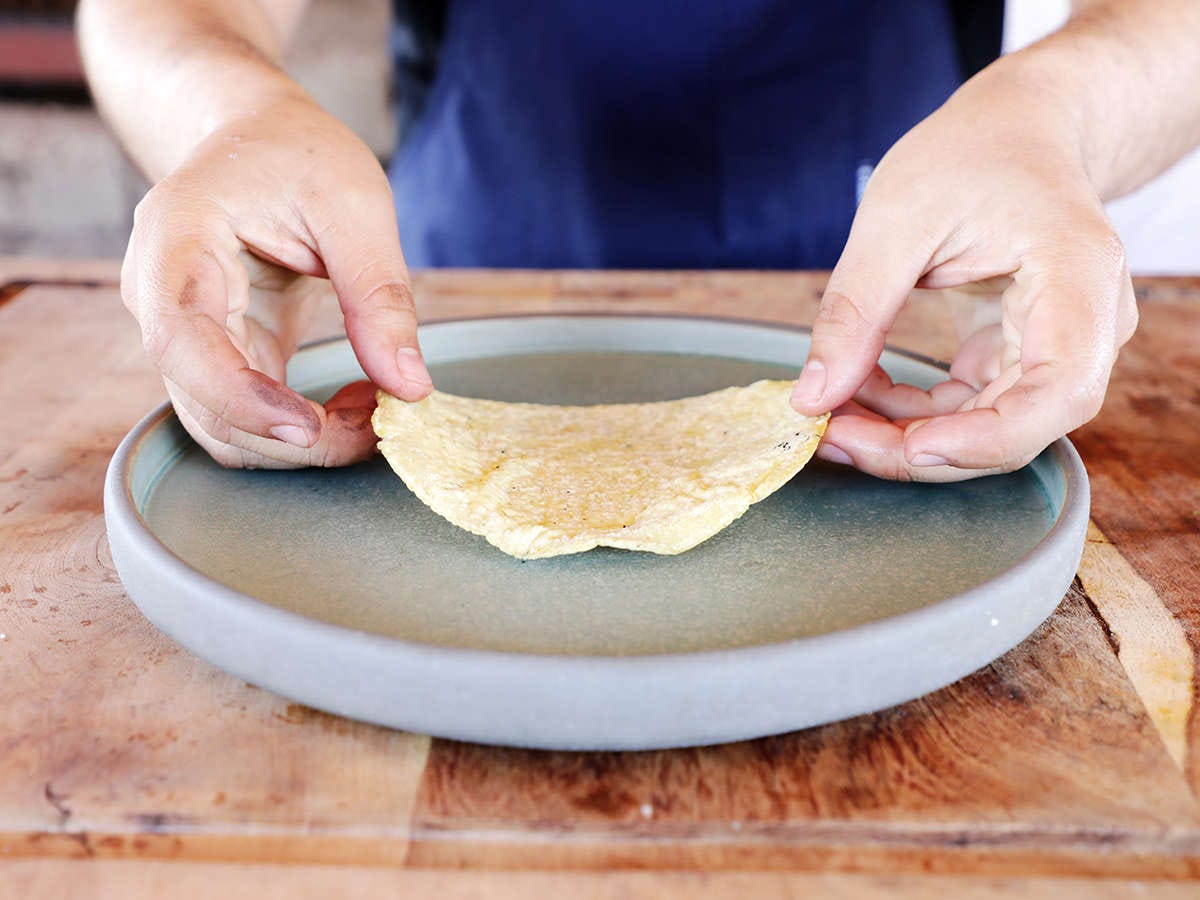 Corn Tortilla on Plate Corn Tortilla on Plate