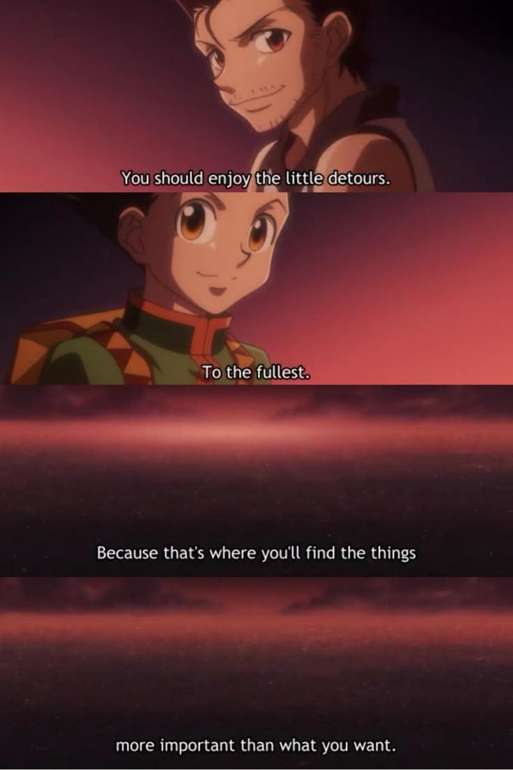 Hunter x hunter: "You should enjoy the detours." Hunter x hunter: "You should enjoy the detours."