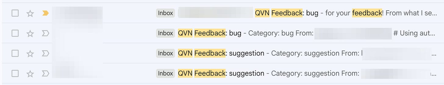 Bug reports I've been receiving from QVN Bug reports I've been receiving from QVN