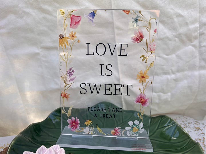 photos of candies and sweets at a wedding