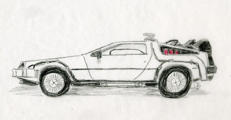 Back to the Future Trilogy 2008 DeLorean bead embroidery beaded pop art sketch DMC flux capacitor Back to the Future Trilogy 2008 DeLorean bead embroidery beaded pop art sketch DMC flux capacitor