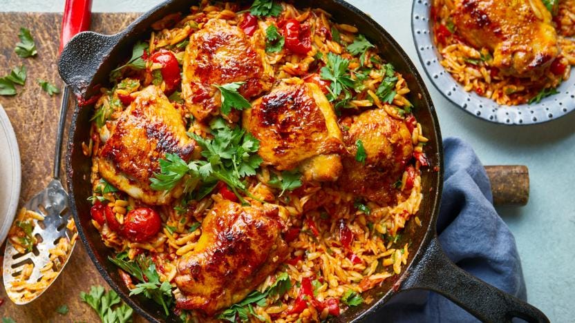 Harissa chicken and orzo Harissa chicken and orzo