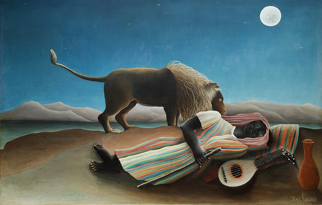 Henri Rousseau, The Sleeping Gypsy, 1897, Museum of Modern Art, New York Henri Rousseau, The Sleeping Gypsy, 1897, Museum of Modern Art, New York