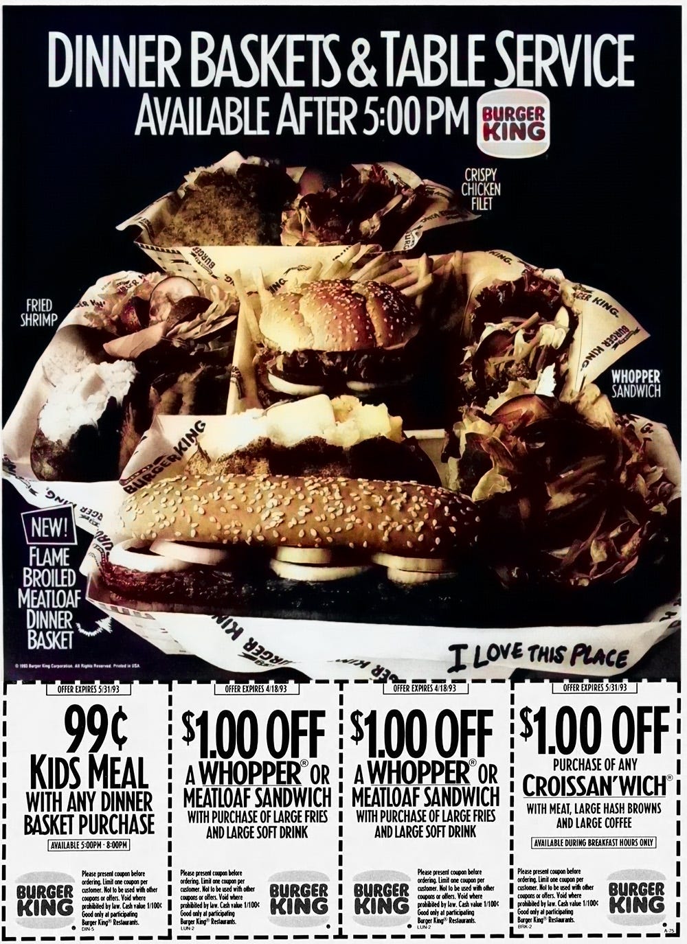 Burger King Meatloaf Sandwich Basket Service