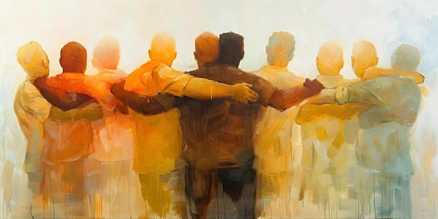 A painting that depicts a group of people embracing each other intimately  and emotionally Concept Art Embrace Group Portrait Intimacy Emotions |  Premium AI-generated image
