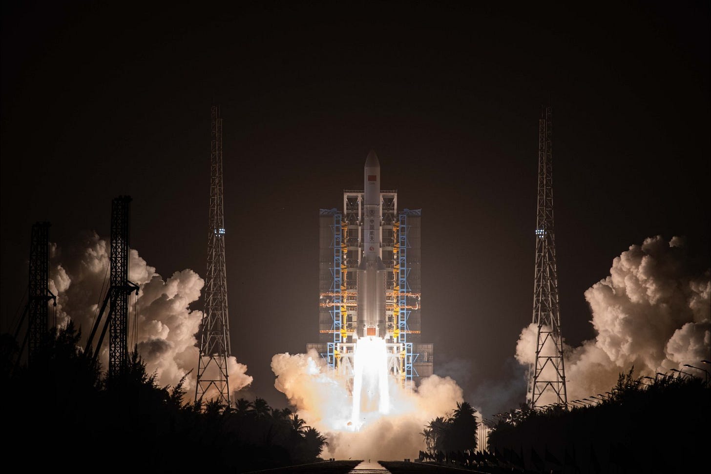 The Long March 5 lifting off from Wenchang Space Launch Site Launch Complex 1.