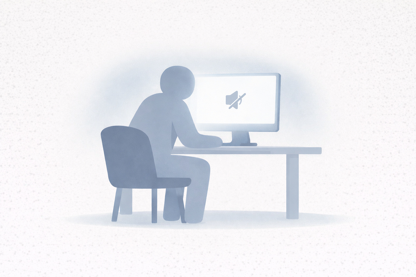 muted person staring at a screen in isolation