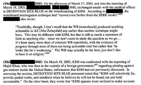 The CIA Waterboards KSM at Least 183 Times; KSM's Reporting Includes Significant Fabricated Information (CIA Detention & Interrogation Program Senate Select Committee On Intelligence)