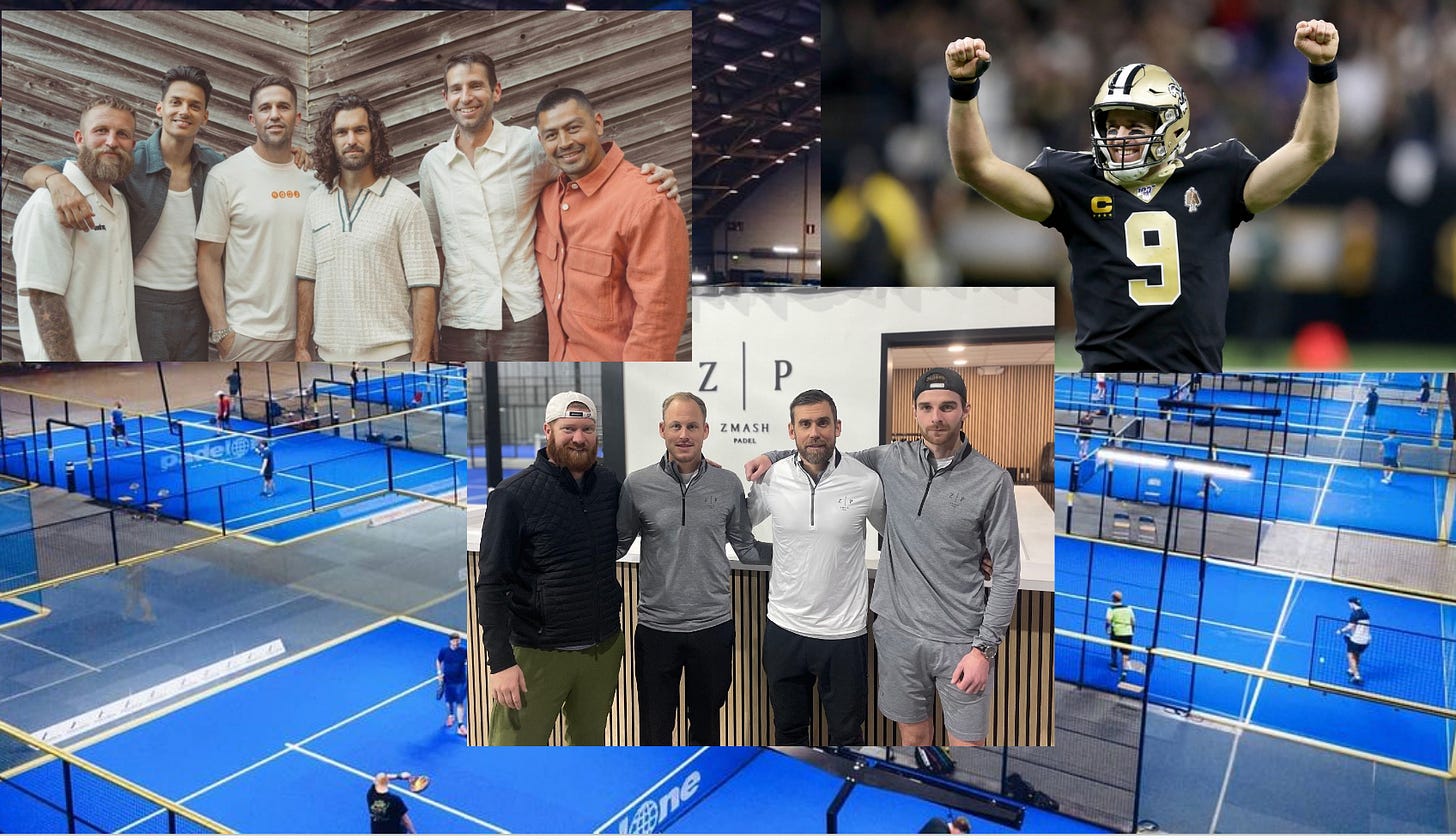 Graphic showing pro athletes who are opening U.S. padel clubs