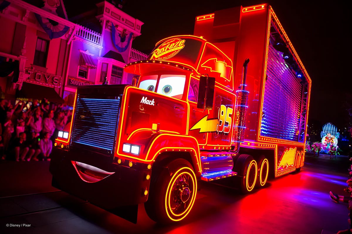 Mack the Truck float Paint the Night parade Disneyland 70