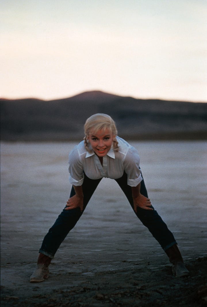 Two photographs of actress Marilyn Monroe, one in black and white by Richard Avedon the other in color by Eve Arnold.