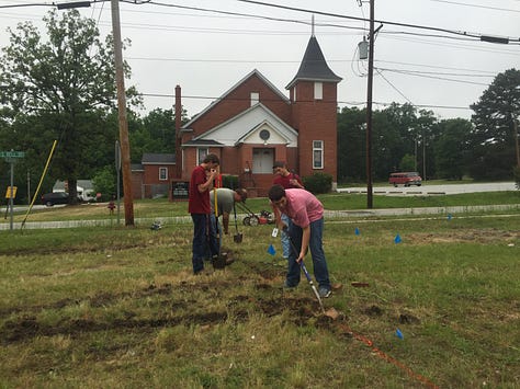 Scenes from creating the garden