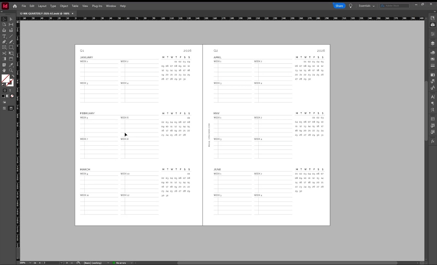 12 Week Yearly Quarterly Insert