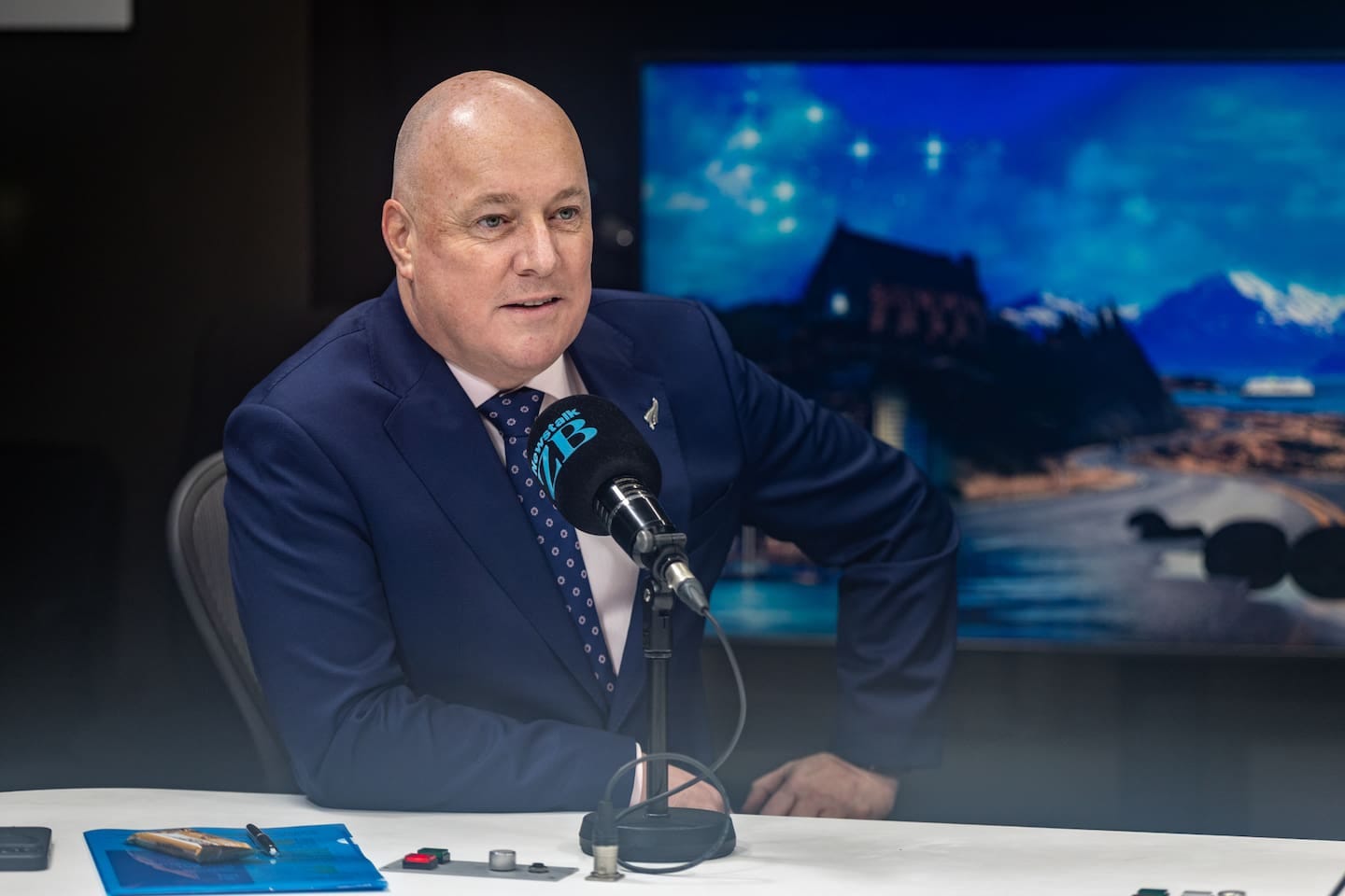 Christopher Luxon in his happy place (Newstalk ZB).