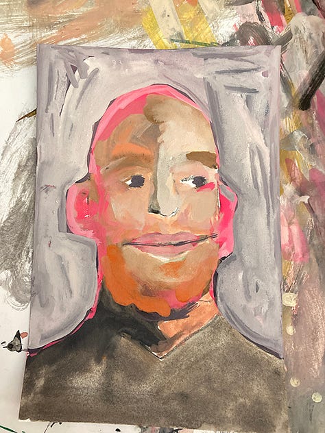 4x6 men portraits in gouache on paper