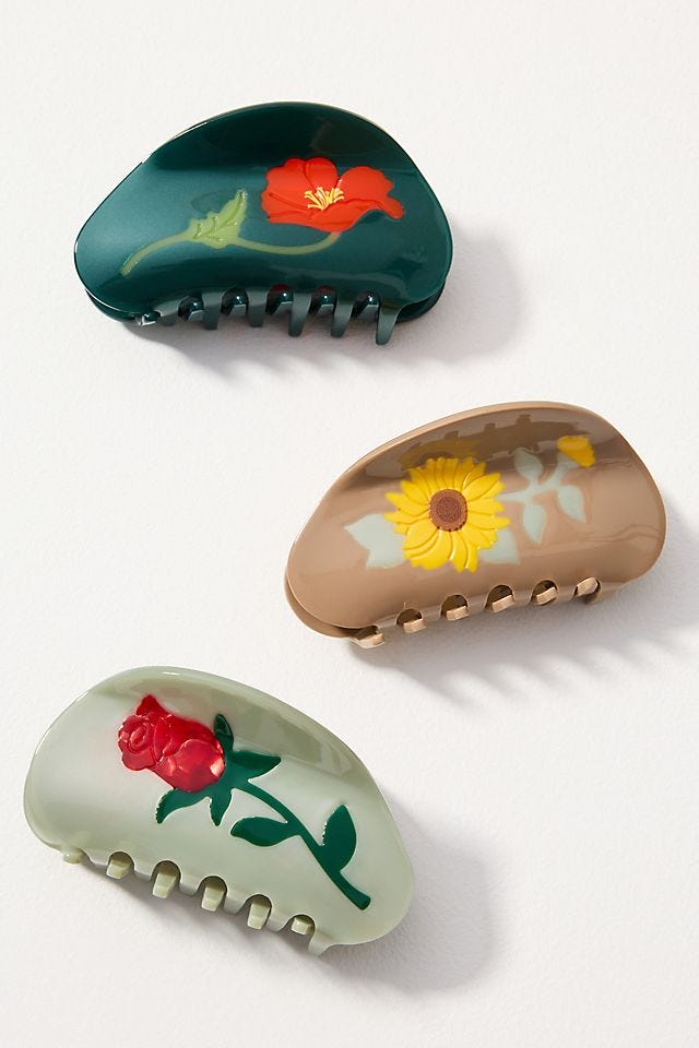 Assorted Icon Hair Claw Clips, Set of 3