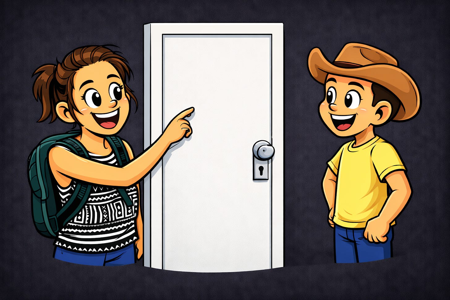 jess and timo at the door