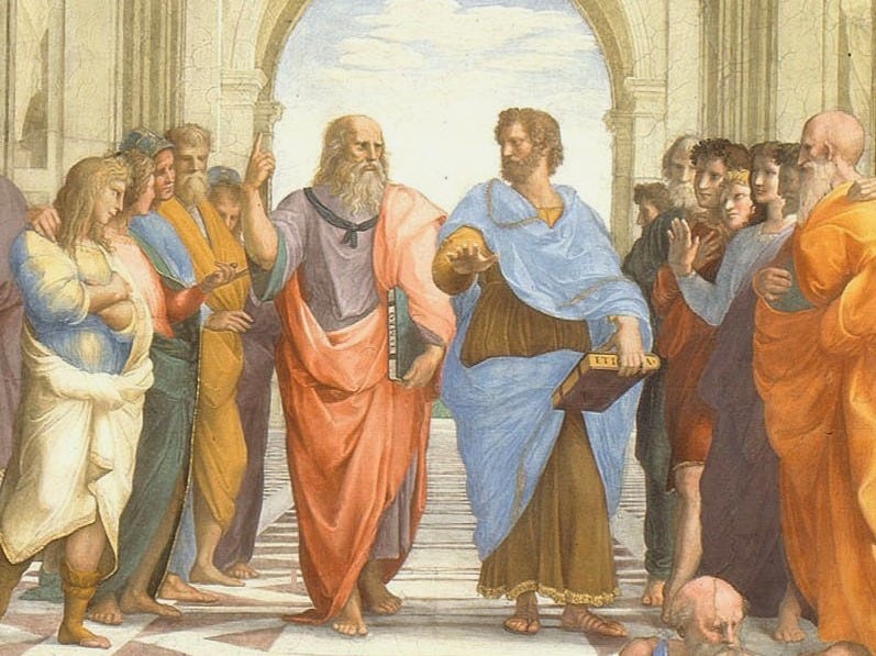 Dettaglio dell'affresco la Scuola di Atene di Raffaello Sanzio