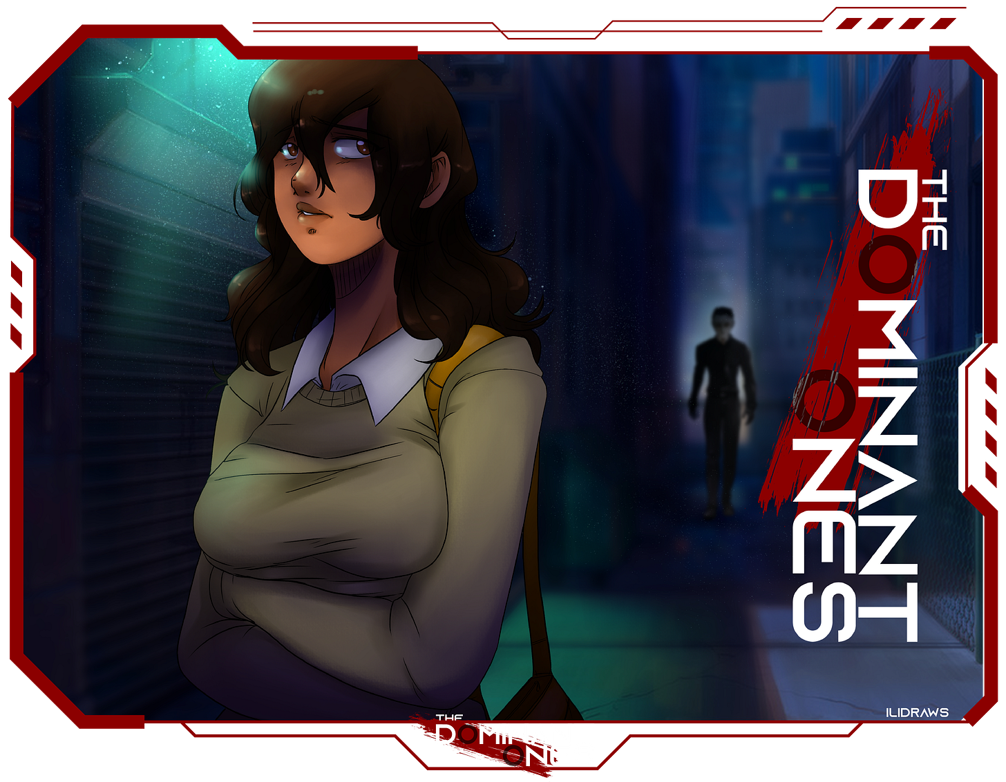 A girl waits at a bus stop looking over her shoulder as a man walks behind her A girl waits at a bus stop looking over her shoulder as a man walks behind her