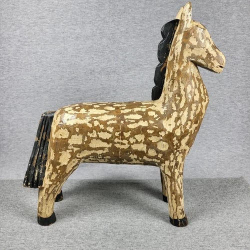 Vintage Wooden Carved Horse Statue Made in The Philippines Folk Art  - Picture 1 of 19