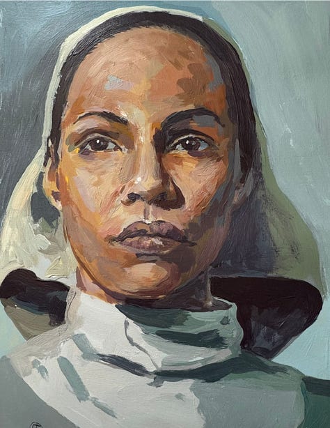 Multimedia hand painted portraits