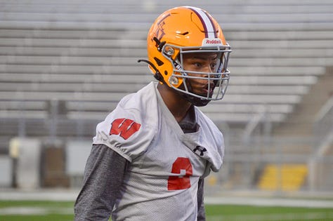 Images from Wisconsin football's first skills position camp on Wednesday, June 3, 2026, inside Camp Randall Stadium