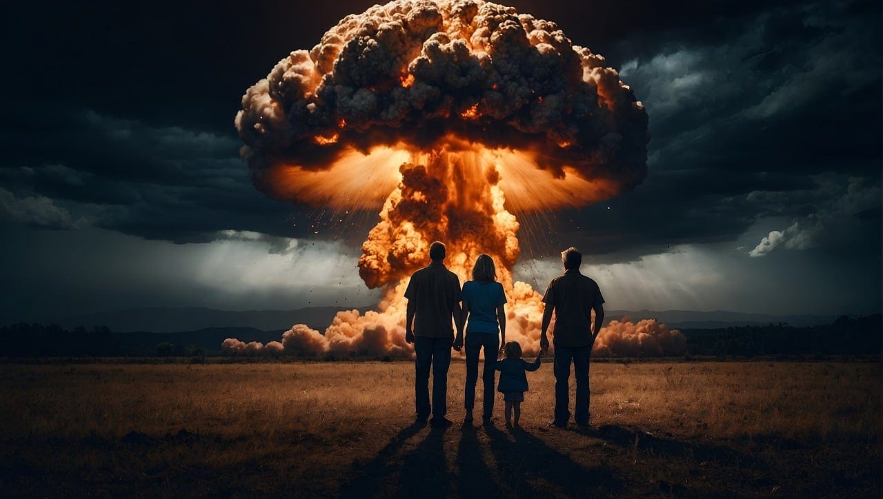Free ai generated nuclear bomb people illustration