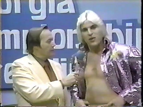 Tommy Rich, Tenryu, Mr. Wrestling II, Terry Funk, Dusty Rhodes and Wahoo McDaniel, Harley Race