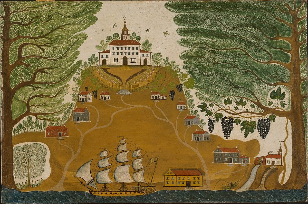 The Plantation, Oil on wood, American The Plantation, Oil on wood, American