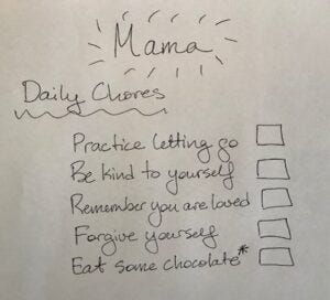 Chore chart for Mama Chore chart for Mama