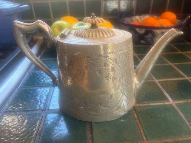 Victorian pewter teapot Victorian pewter teapot