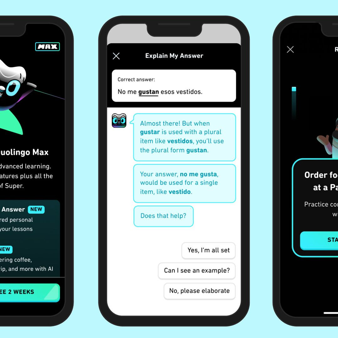 Duolingo AI explanation screens