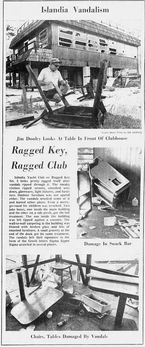 historic brochures advertisting boating and recreational activities on ragged key number five in islandia florida a decomissioned city of thirty three islands in biscayne bay includes maps mailing addresses and images of people boating and fishing