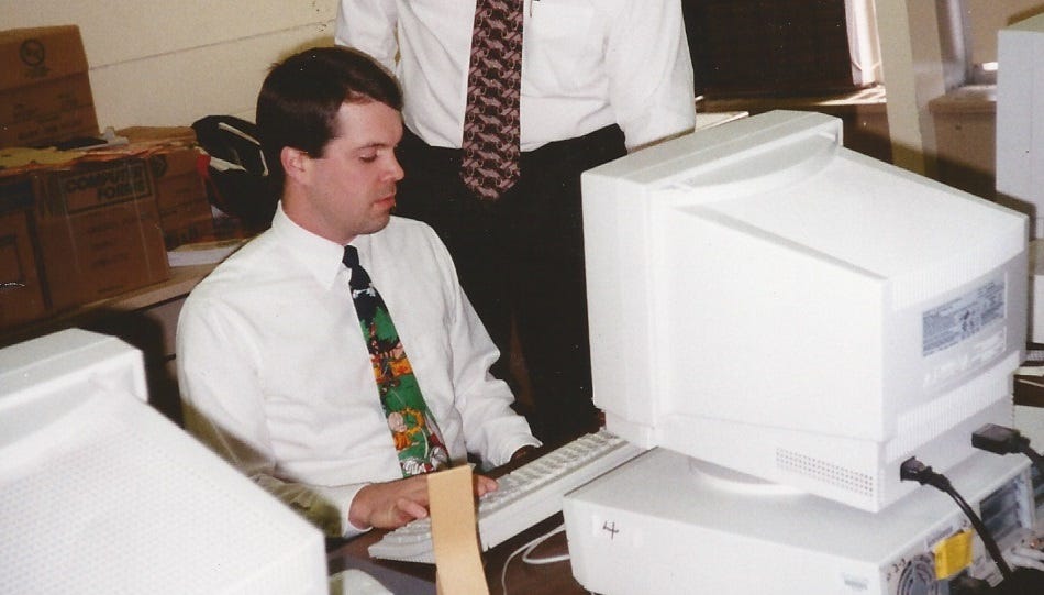 When I arrived in '97, technology was beginning its classroom invasion. Everything was wired and physically connected. Today everything is wireless. The results of that tradeoff remain to be seen. When I arrived in '97, technology was beginning its classroom invasion. Everything was wired and physically connected. Today everything is wireless. The results of that tradeoff remain to be seen.