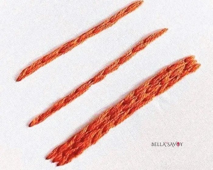 orange split stitch and split back stitch
