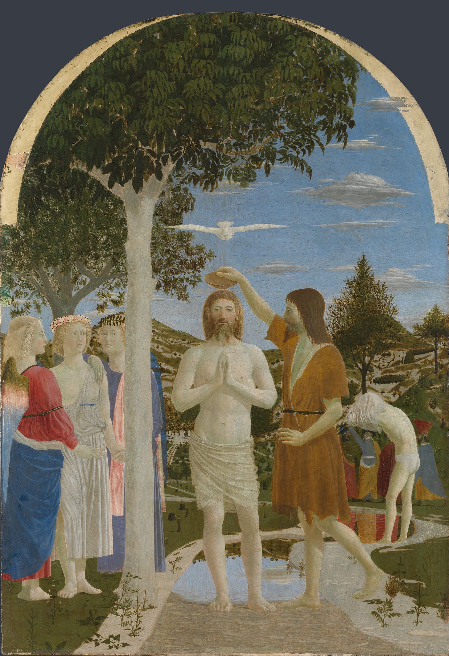 Piero della Francesca, The Baptism of Christ, a luminous tempera panel Piero della Francesca, The Baptism of Christ, a luminous tempera panel