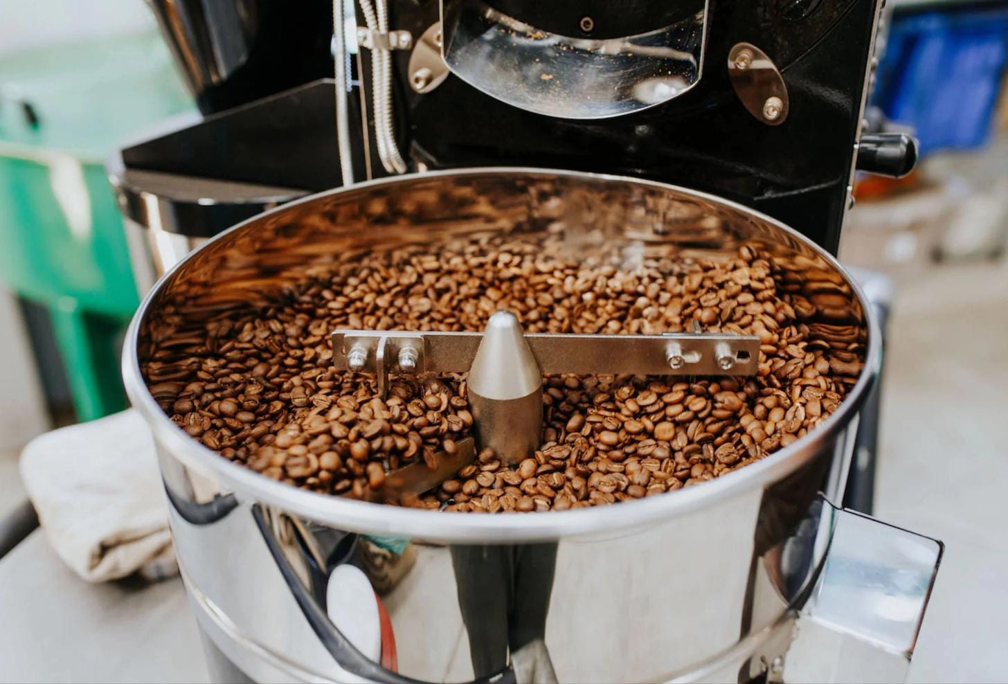 Small batch coffee roaster inside a specialty coffee café Small batch coffee roaster inside a specialty coffee café