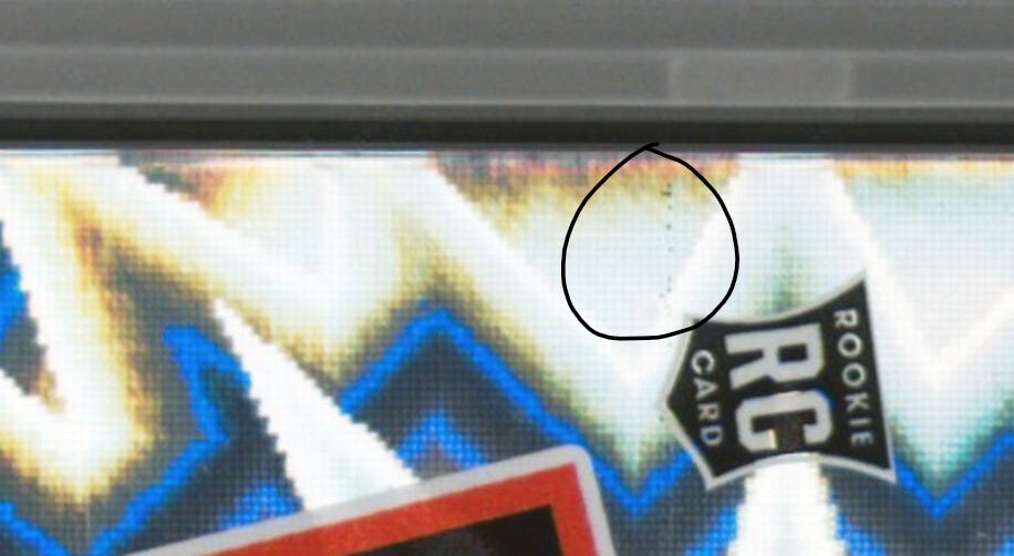 Surface defects on 2024 Kaboom Drake Maye rookie card PSA 9. Surface defects on 2024 Kaboom Drake Maye rookie card PSA 9.